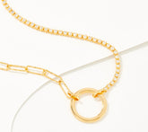 Affinity Sterling Silver Goldclad Diamonds Tennis and Paperclip Necklace, 18"